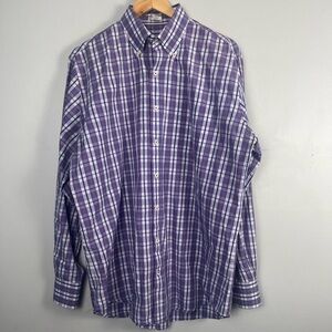 Peter millar purple plaid button down 100% cotton size large